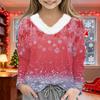 Christmas Day Girls Long Sleeve T Shirts Kids  Girls' V-Neck Tee Christmas Print Long Sleeve Top