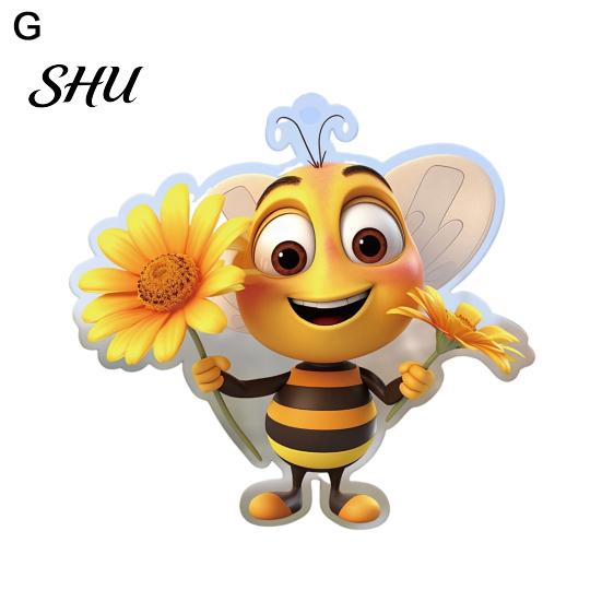 Bee Themed Hanging Decor Acrylic Decoration Single Side Printed Little Ornament Home Car Rearview Mirror Keychain Pendant Birthday Gift Portable