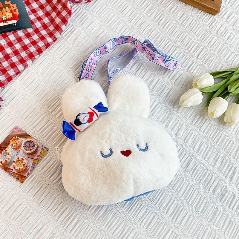 

Delicious White Rabbit Peach Creamy Plush Messenger Bag New Girl Shoulder Storage Bag белый