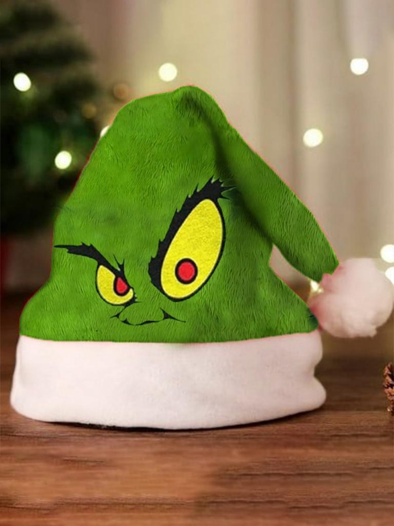 Grinch Green Christmas Hat With Thick Double Sided Velvet For Winter Holiday Celebration