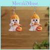 Halloween Cartoon Themed Ghost Milk Tea Pumpkin Pattern Women Acrylic Earrings