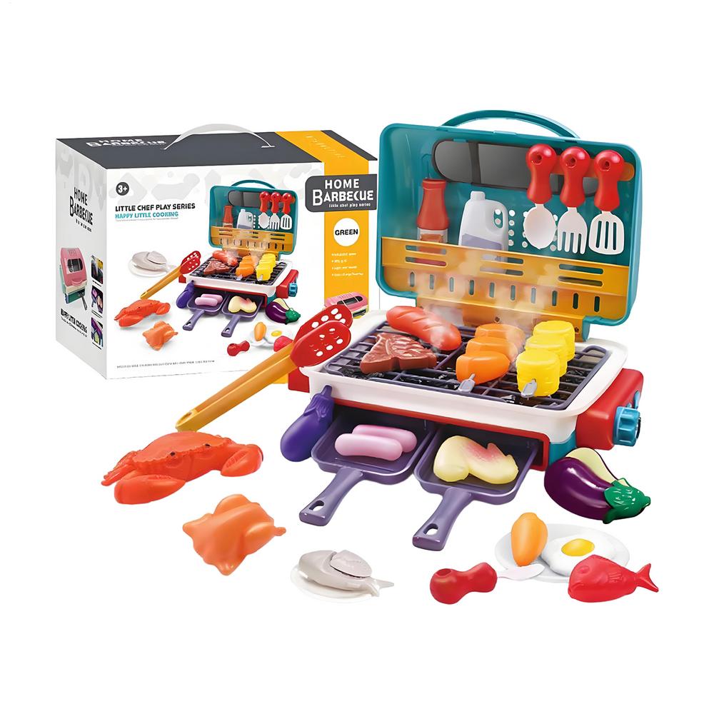 Sensorisches Rollenspiel-Grillspielzeug mit Zischgeräusch und Licht, interaktives Barbecue-Spielzeug, lustiges Outdoor-Küchengeschenk für Jungen & Mädchen