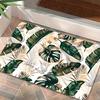 1pc Flannel Welcome Mat Featuring a Modern Abstract Art Tropical Green Banana Leaf and Palm Pattern, Non-slip, Machine Washable. Suitable for Entryway