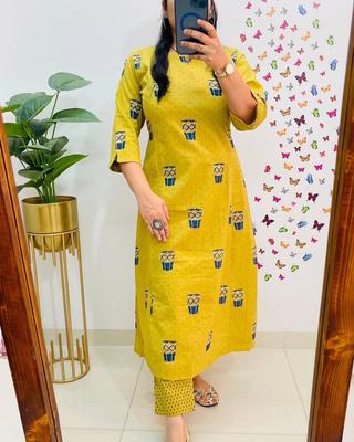 Indian Women Designer Kurta Pant Cord Set Bollywood Top Tunic Pure Cotton Kurti