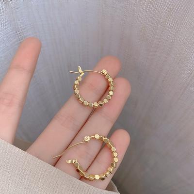 S925 Silver Needle Korean Style Metal Circle Earrings Minimalist Light Luxury Women Ear Jewelry