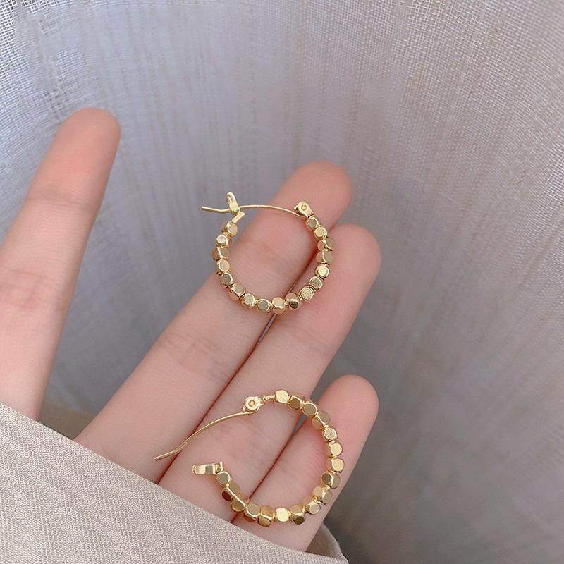 S925 Silver Needle Korean Style Metal Circle Earrings Minimalist Light Luxury Women Ear Jewelry 1pair