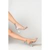 Marta Model Silver Sultan Stone Ribbed Heeled Stiletto