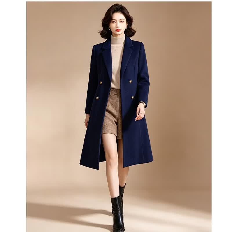 Women's Double-Breasted Lapel Long Coat