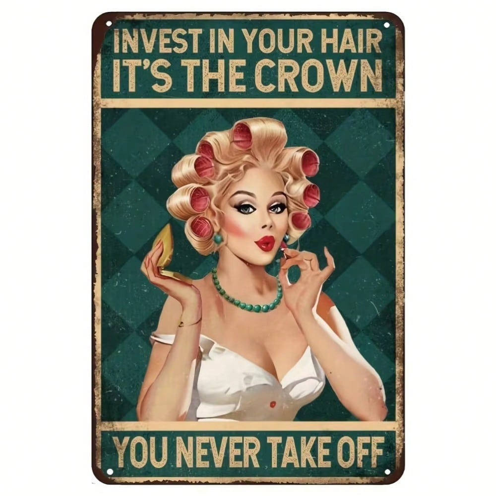 HairdresserTinSign Vintage Hairdresser Tin Sign  WallMounted Iron Durable MultiPurpose Decor for Barber Shop Cafe  Home 20x20cm(8x8inch)