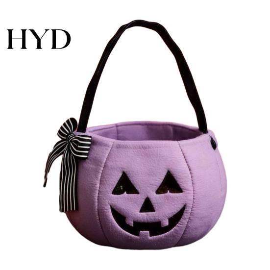 Portable Trick or Treat Bag Halloween Pumpkin Candy for Kids, Tote Kids with Handle, Reusable Snack Bucket Party Favors