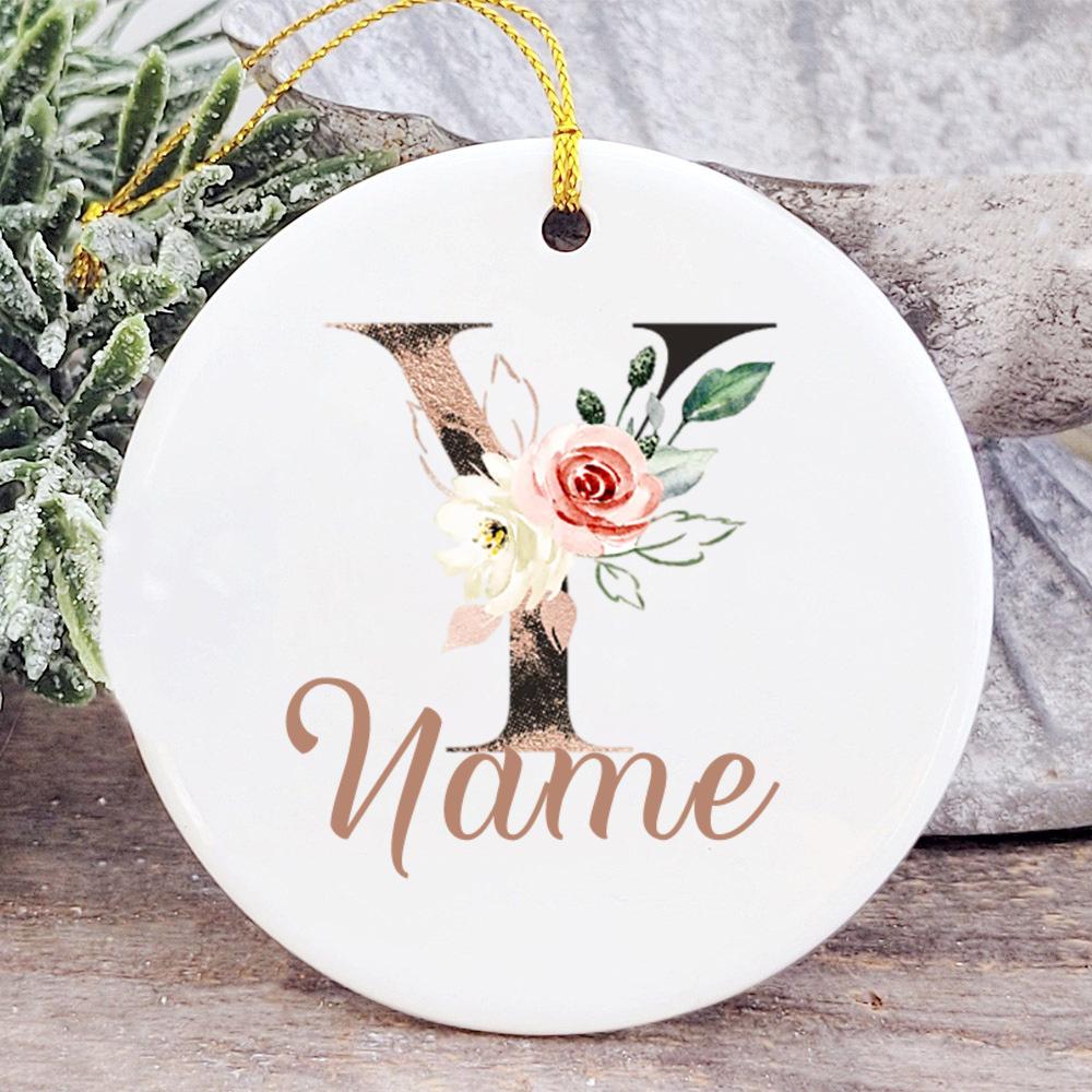 

Personalised Name and Initial Gift,Ceramic Round Keepsake Ornament,Name Tag,Mum Dad Grandma Christmas Birthday Gift Idea