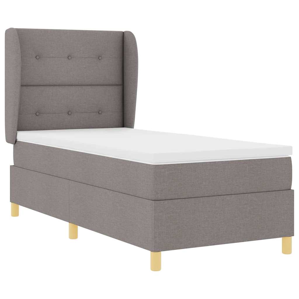 Box Spring Bed with Mattress and Adjustable Headboard Taupe 200 x 80 cm Fabric