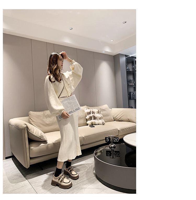 Brand Thick-Soled Leather Height-Increasing Warm Cotton Shoes for Women - Autumn/Winter Japanese Style