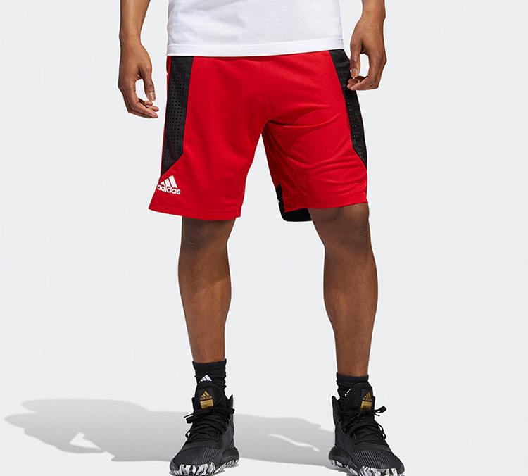 Adidas Basketball Shorts Men's Light Scarlet Moderate Straight Fit Pants ED8389