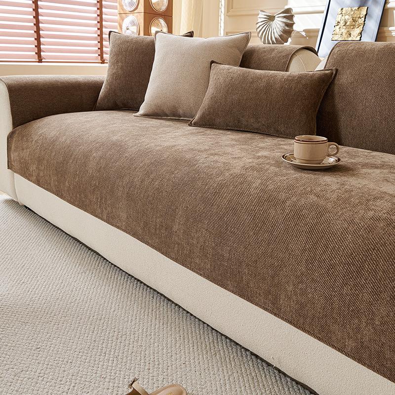 

Modern Light Luxury Chenille Cushion Solid Color Non-Slip Sofa Seat Cushion Four-Season Universal Sofa Dust-Proof Sofa Cover Cloth Towel 70*70cm