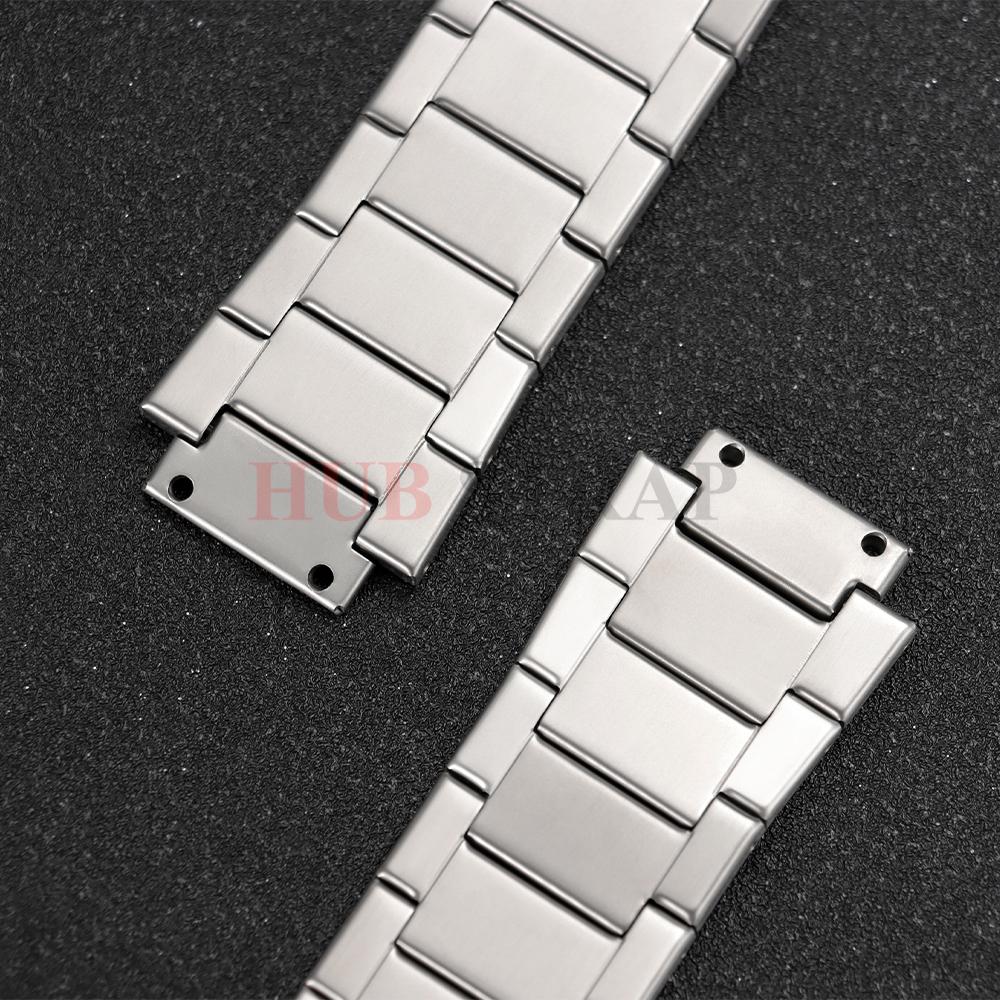 Solid Stainless Steel Watch Band Silver Strap 27mm Business Bracelet for Men Women Compatible for HUBLOT Belt Watch Accessories