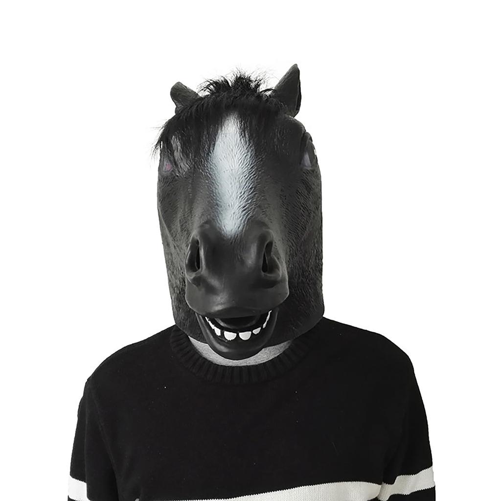[ShuaWdk] Lustige Pferdemaske Realistischer Tierkopf für Halloween-Kostüme. Gummi-Cosplay-Requisiten für Kostümpartys und Geburtstage (Schwarzer Pferdekopf)