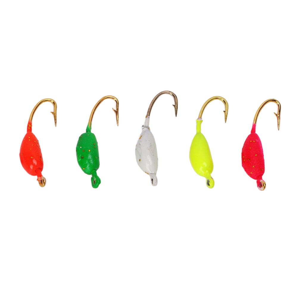 Kit 50 Pezzi Jig da Pesca su Ghiaccio Colorati Amo a Testa in Giù Esca da Pesca con Ardiglione per Pesca su Ghiaccio Invernale