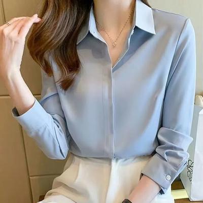 2025 Spring New Korean Long-sleeved Black Shirt Women Formal College Students' Work Clothes Thin Base Shirt Trend