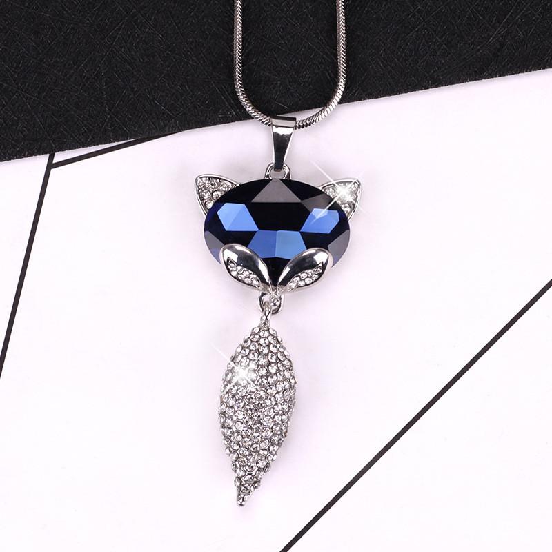 

Motif Fox Stunning Necklace For Women With Crystal Embellishments Ideal For Autumn And Outfits Winter синий