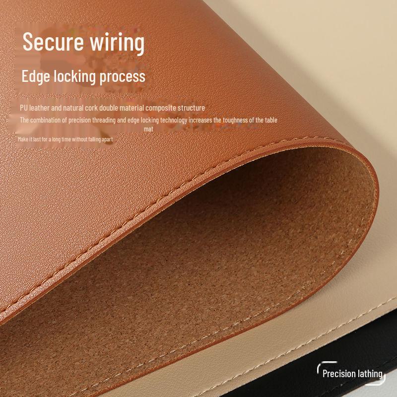 Custom Oversized PU Leather Cork Mouse Pad - Waterproof, Anti-fouling Desk and Writing Pad with Logo Printing Option