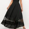 Women Summer Dress Mesh Dot Pattern V Neck Chiffon Slim Large Hem