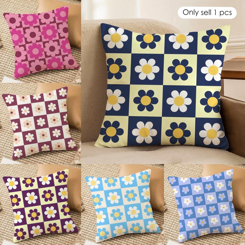 Retro Geometry Floral Cushion Cover Soft Plush Fabric DoubleSided Printed Cushion Covers for All Seasons Modern HomeDecor Gift