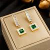 Stainless Steel Geometric Luxury Crystal Earrings For Women Girl New Waterproof Earrings Ear Jewelry Gift