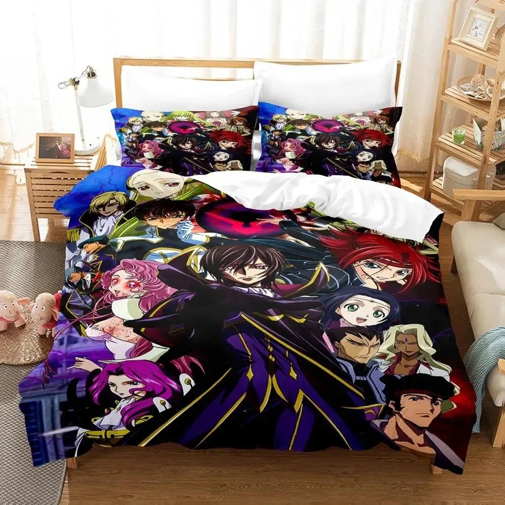 Anime CODE GEASS Lelouch Bettwäsche-Set Bettbezug Bett-Set Steppdeckenbezug Kissenbezug Steppdecke King Queen Size Jungen Erwachsene Bettwäsche-Set