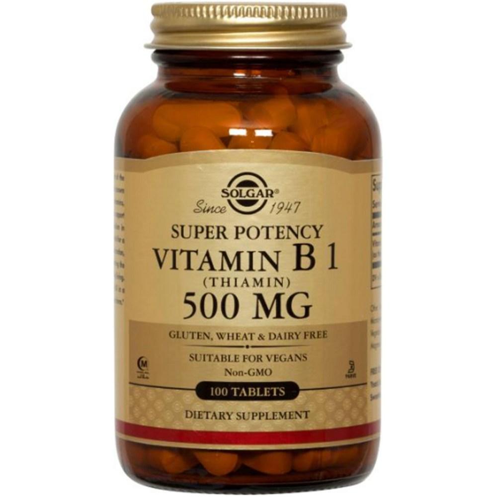 Solgar Super Potency Vitamin B1 (Thiamine) 500mg Vegan Tablets 1 Pcs 100 Tablets