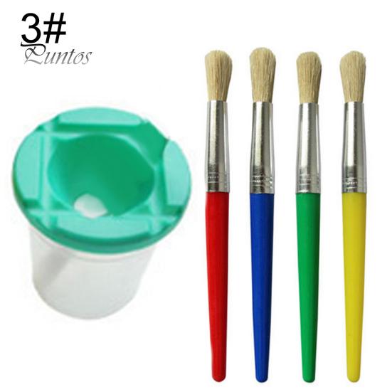 Creative DIY Plastic Children Kids Paint Brush Pen Cup Set Scrawl Accessories