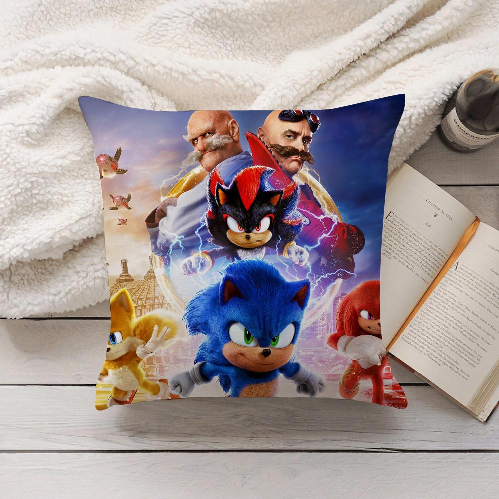 Movie S-Sonic The T-Hedgehog 3 Pillow Case Home Decoration Cushion Cover Suitable For Bedroom Car Office Sofa