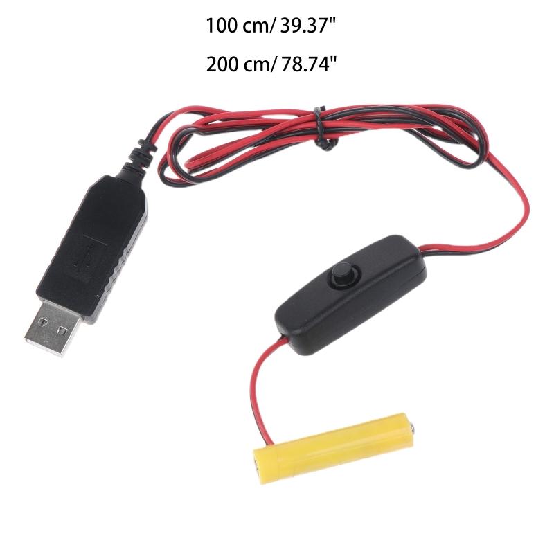 USB napájecí kabel eliminující AAA baterii Nahrazuje 1x AAA baterii pro rádio, elektrickou hračku, hodiny, LED světlo se spínačem