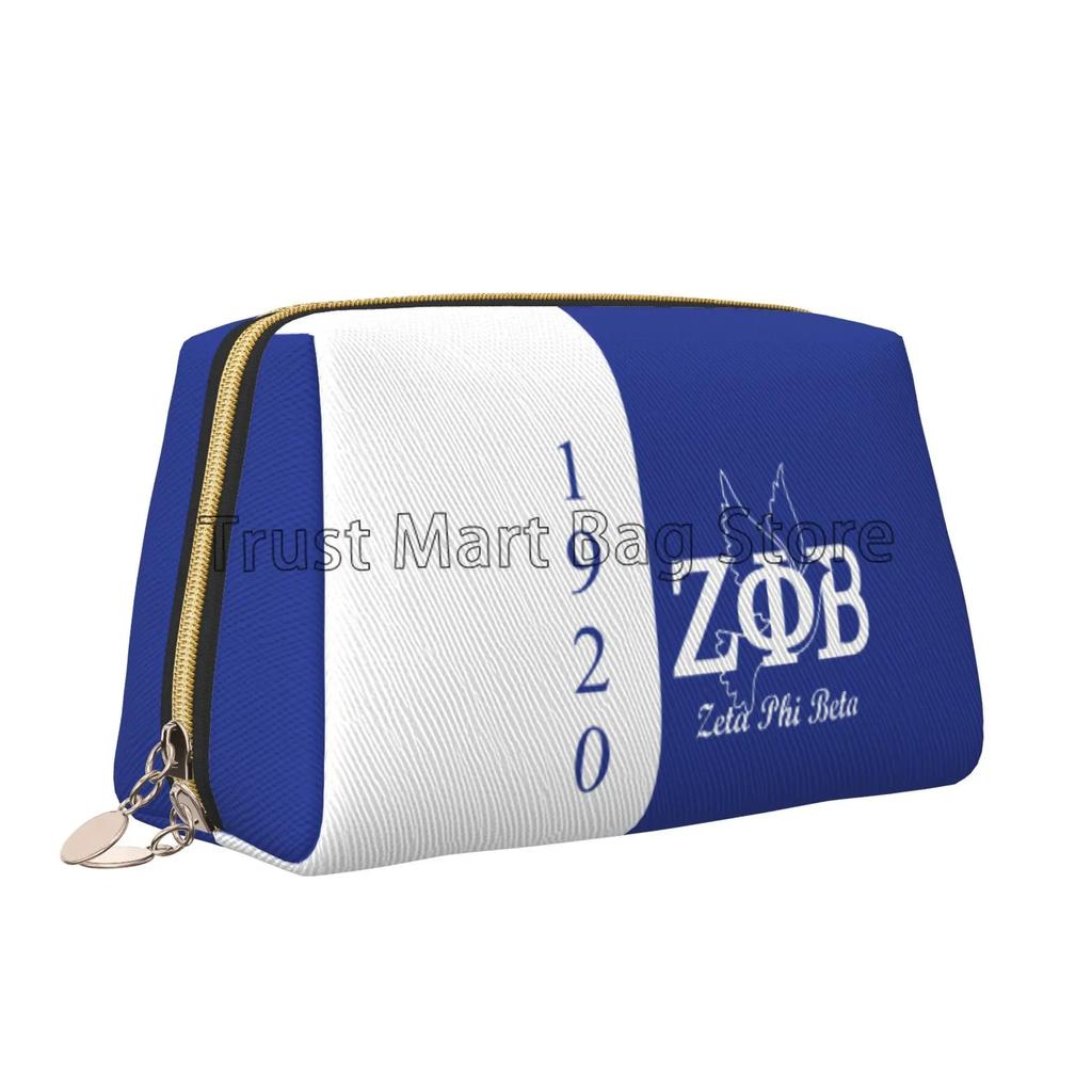 Zeta Phi Beta Print Large Makeup Bag Leather Women Travel Toiletry Pouch Cosmetic Bags Portable Multifunctional Storage Bag Gift