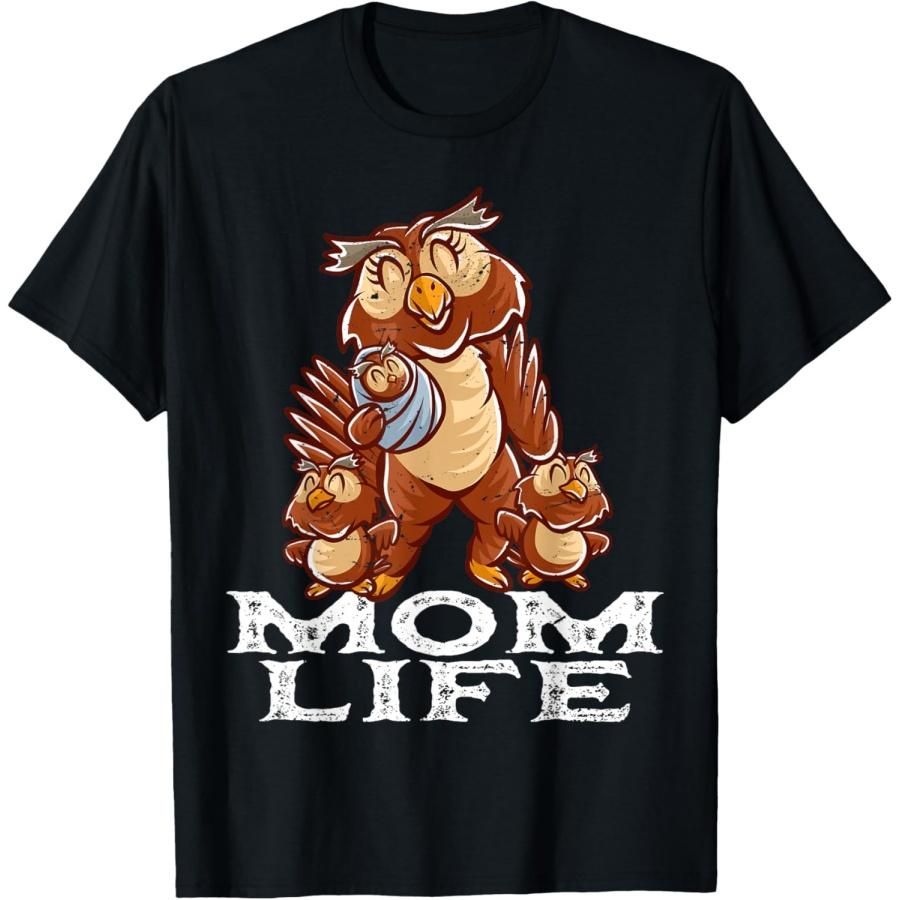 Owl Mama Mom Life Mommy Bird Mama Family Mother s Day T-Shirt XXXXXL чёрный