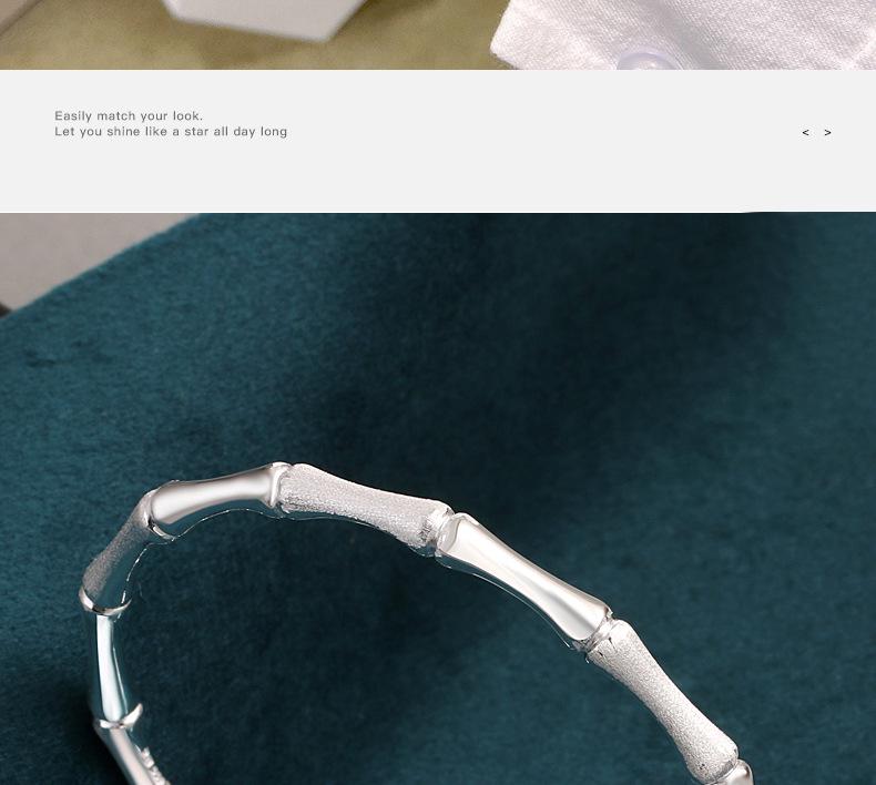 999 Sterling Silver Open Bamboo Joint Bracelet: Polished & Matte, Young Style, Solid Silver, Women's Thin Design.