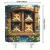 Animal Print Kids' Shower Curtain With Cat Theme, Washable Polyester Fabric, Grommet Top Style, Machine Washable