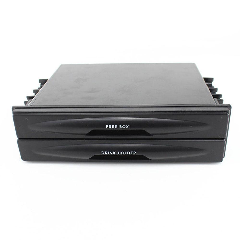 Universal Car Dash Trim Single/Double Din Radio Pocket Stereo Dash Installation Mounting Drawer Kit W/ Cup Holder Storage Box