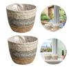 2Pcs Straw Flower Baskets Woven Planters Decorative Holders for Plants Desktop Garden Decor Woven Flower Baskets