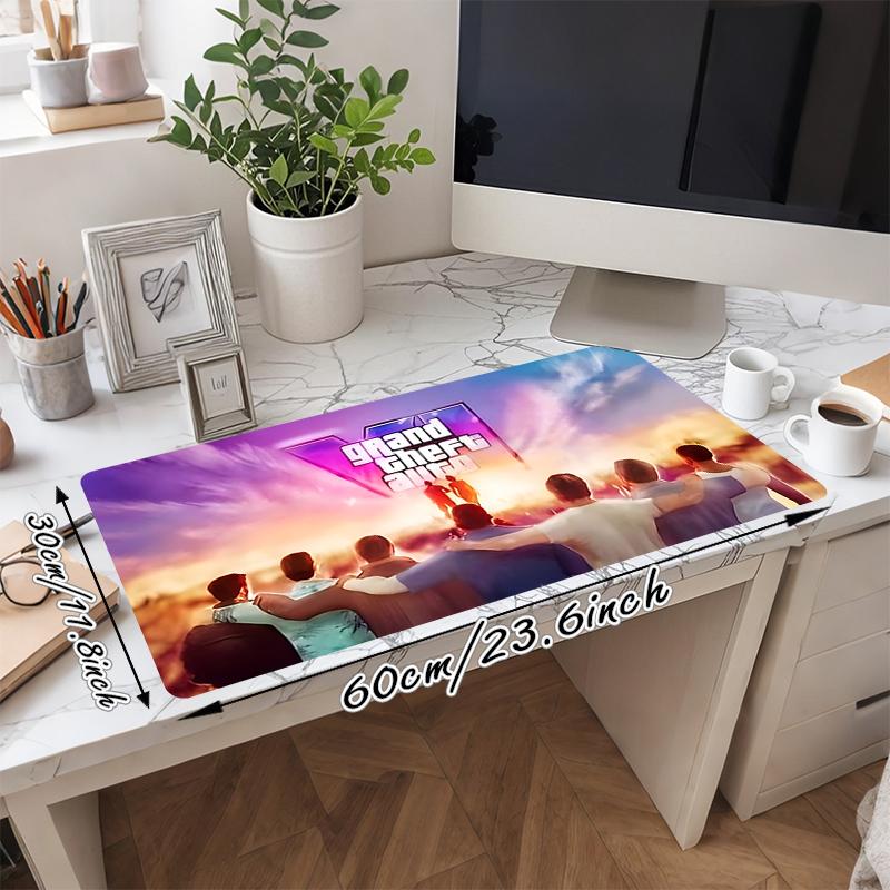 1Pc Gta V Online Adventure Gaming Mouse Pad Keyboard Desk Mat Non-slip Rubber Lock Edge Waterproof Computer Mousepad for Office Home Decor K1941