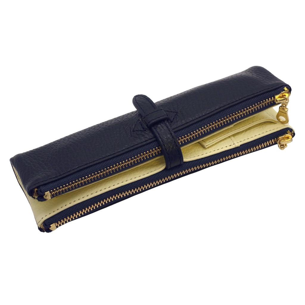 KDM Original Lupo Genuine Leather Pen Case Blue Pencil Case Gift II/Second [Midnight (BLU)]