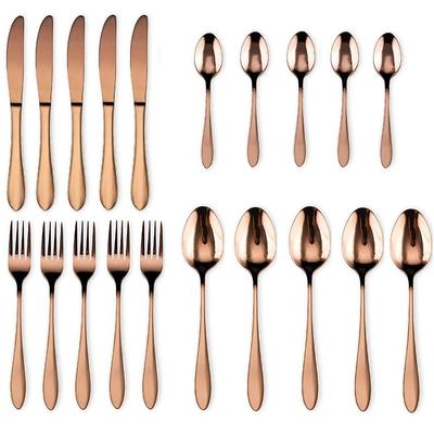 Mirror Finish Rose Gold Plated Stainless Steel Flatware Set Copper Silverware Set Rose Gold Spoon Color Cutlery Set