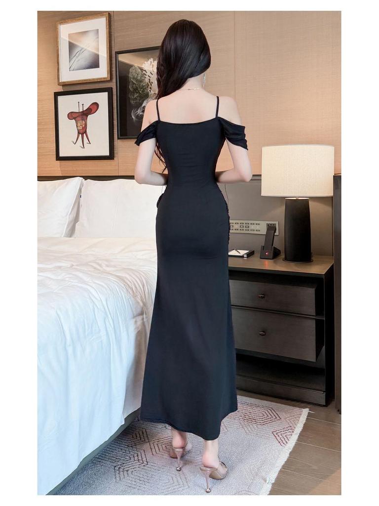 Sexy Backless Evening Gown: Slimming Long Nightclub Dress for Women