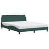 VidaXL Bed with Mattress Dark Green 160x200 Cm Velvet 3208434
