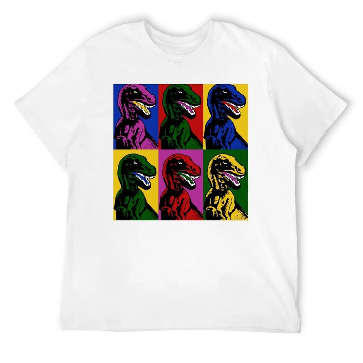 Dinosaur Pop Art T-Shirt plus sizes plain vintage clothes men graphic t shirts XXXXXL белый