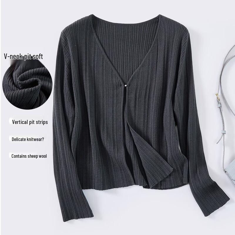 Women's V-Neck Wool Blend Knit Cardigan