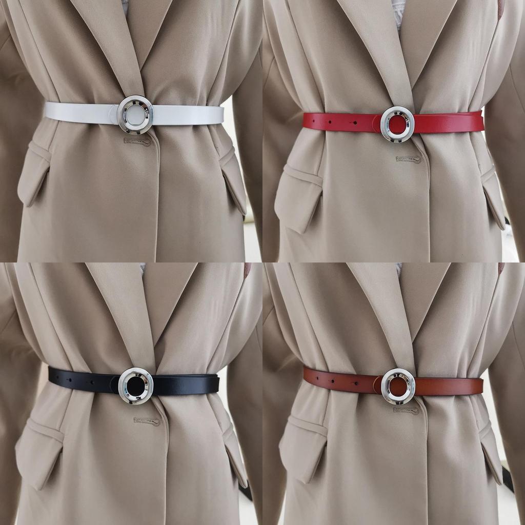 Ladies Slim Leather Waist Belt With Alloy Clasp For Modern Casual And Work Looks