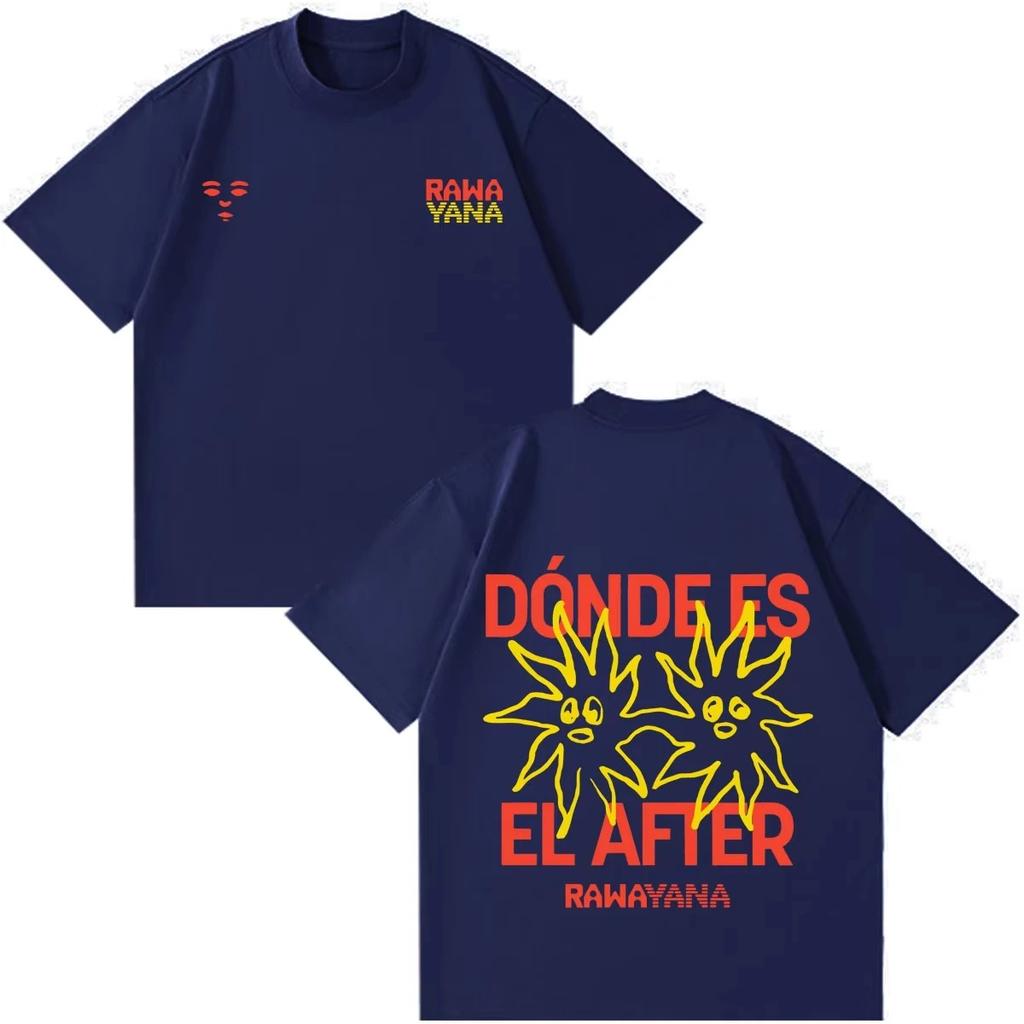 Rawayana "¿Dónde Es El After?" Black Cotton T-Shirt with Front Logo and Back Album Art Print T-shirts