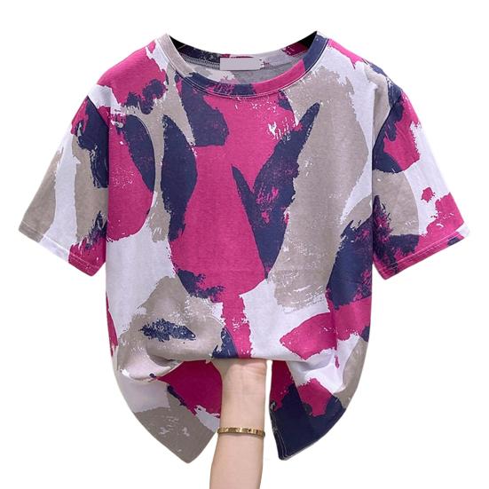 

Женская летняя футболка с коротким рукавом, футболка свободного кроя в стиле ретро, ​​пуловер с принтом тай-дай, топы, уличная одежда 5XL белый