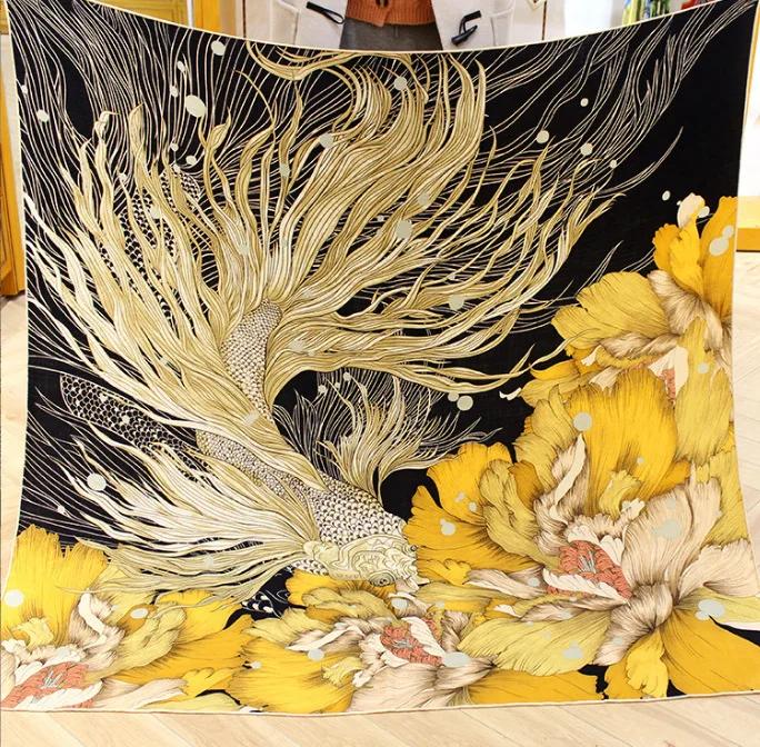 130 CM Silk Wool Scarf Women's Large Square Scarf Silk Scarf New Cashmere Versatile Shawl Thin